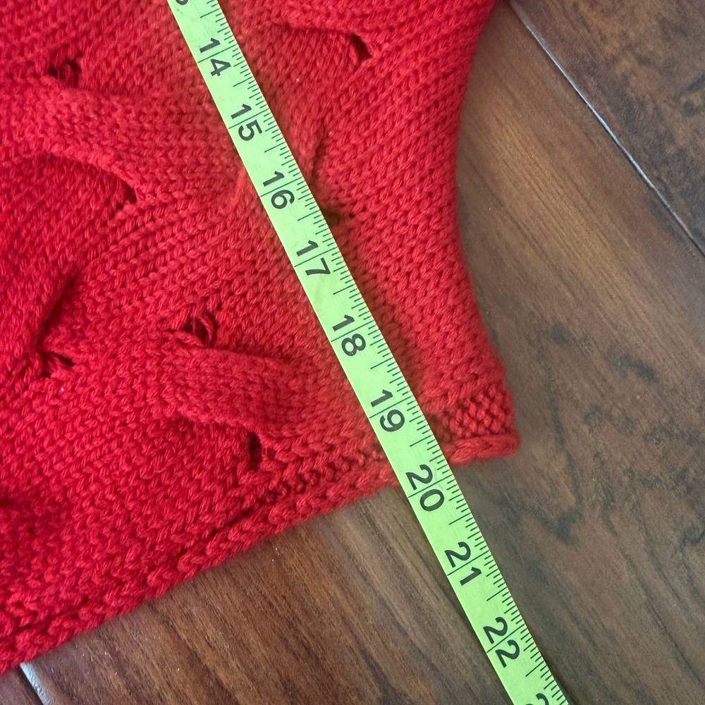 Jodifl Sweater S Red Chunky Cable Knit Boat Neck Dolman Sleeve Boho Slouchy - Picture 4 of 9